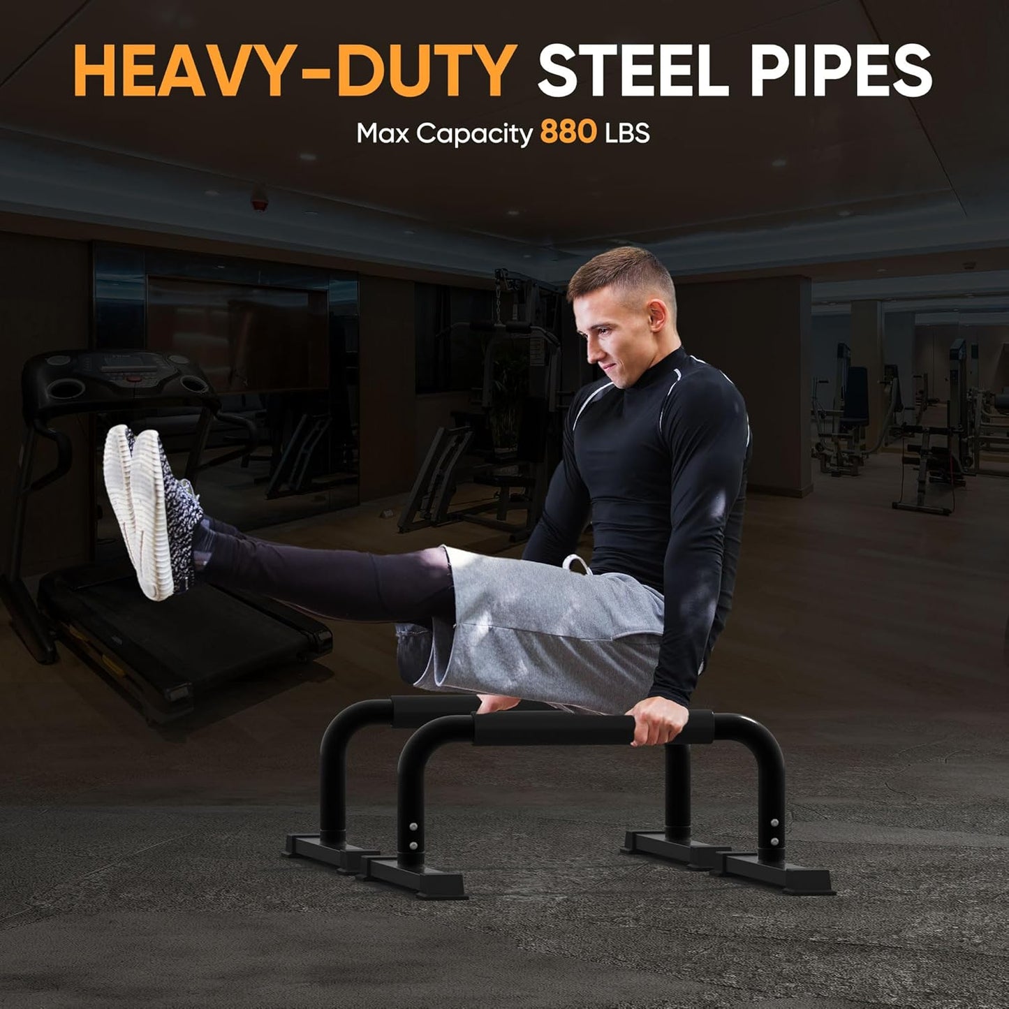 2-in-1 Adjustable Dip Bar Pro Max - Heavy Duty Parallel Bars with Connecting Parts, Extra Tall & Thickened Steel Design for Home Gym, Calisthenics & Strength Training