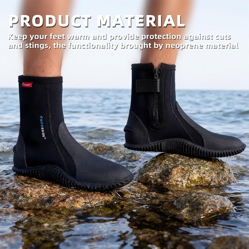 5mm Neoprene Dive Boots for Men & Women - Anti-Slip Sole, Variation M14W15