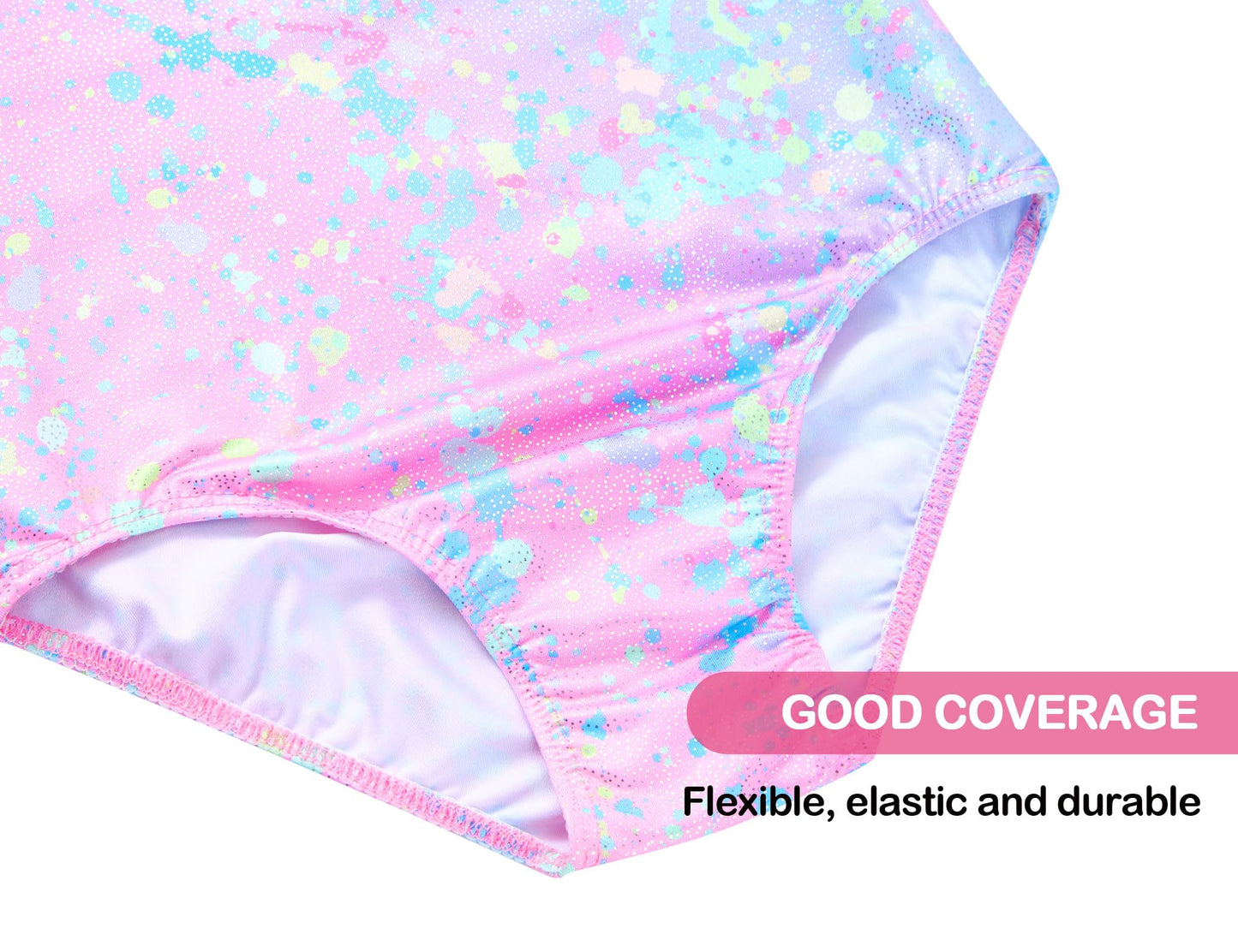Domusgo Gymnastics Leotards for Girls 4t 5t Colorful Dot Sparkly One Piece Tumbling Outfits