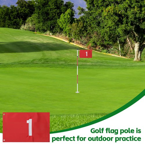 Golf Flagstick for Yard, Golf Flag for Putting Green, Portable 5-Section Design Golf Pin Flag for Backyard Practice