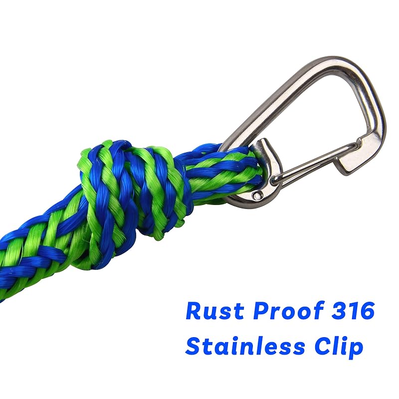 2 Pack PWC Docking Lines with Clip & Loop, Heavy Duty Braided Boat Rope 2200 lbs - Variation of THIS listing
