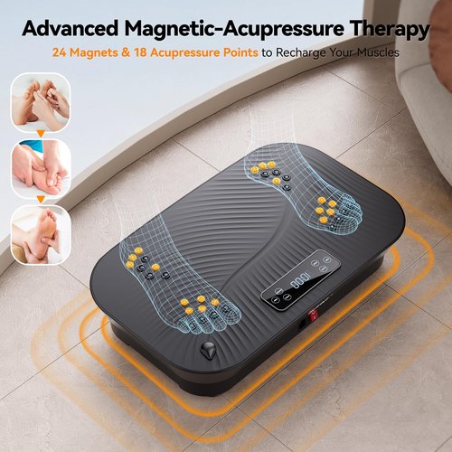 HTM Vibration Plate Exercise Machine - 180 Speed Levels, 350 lbs Weight Capacity, Remote Control, Portable Whole Body Workout Platform for Weight Loss, Lymphatic Drainage, Home Gym Fitness Equipment