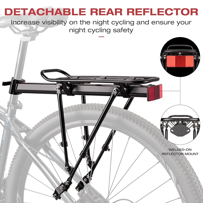Rear Bike Rack Seat Post Mount | Universal 24-29 Inch Cargo Rack 66lb Capacity
