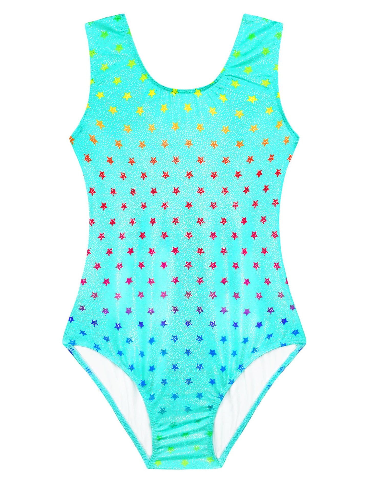 Domusgo Gymnastics Leotards for Girls Size 10-12 Years Old Green Stars Sparkly One Piece Tumbling Outfits