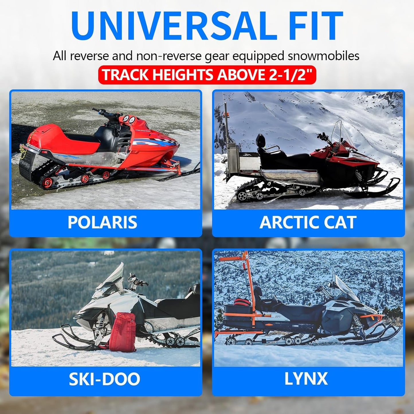 Ice Scratchers Snowmobile 4PCS Set Compatible with Polaris Arctic Cat Ski-doo Lynx Cable Ice Scratchers Kit Fit for Reverse & Non-Reverse Gear Equipped Snow Mobiles Track Heights Above 2-1/2"