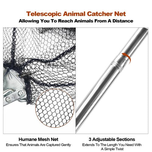 Smarkey Chicken Catching Net, Animal net with Extendable 46 Inch Stainless Steel Pole, Chicken Net for Chickens, Ducks, Birds Cats, Dogs，Fishnet, Chicken Catcher for Poultry Supplies