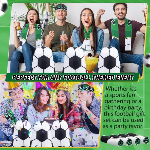 SmoothNovelty 24 Pcs Sport Party Favors with 40 x 12 Inch Soccer Cooling Towels and 13 Inch Soccer Ball Drawstring Backpack Microfiber Ice Towels String Bag for Athletes Gym Camp Team Gifts