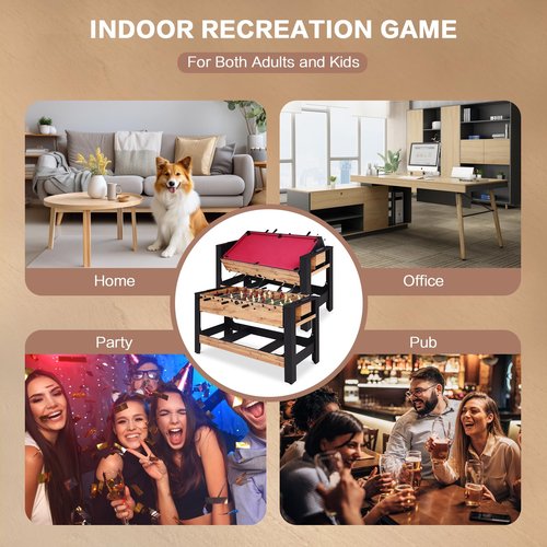 54" 2-in-1 Swivel Multi Game Table, Large Size Combo Game Table Set, Indoor and Outdoor Arcade Sports Table with Pool, Foosball for Family, Game Room, Kids, Adults