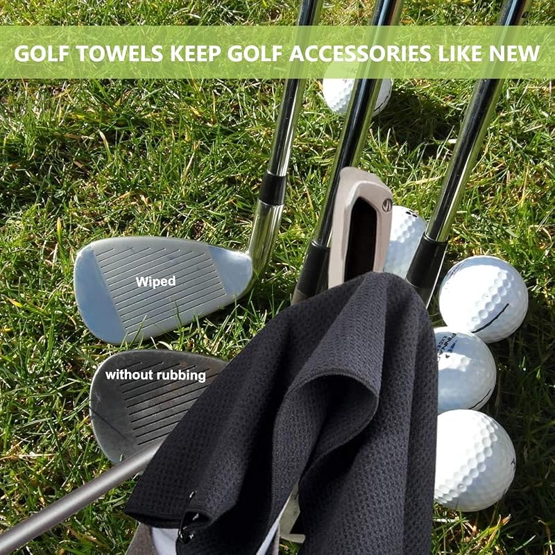 Variation: Black Grey Red - 3 Pack Large Golf Towels 16x24 Microfiber Waffle Towels with Carabiner Clip