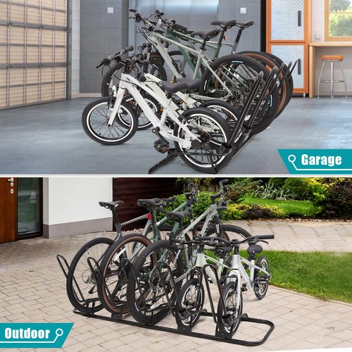 Floor Bike Stand for 5 Bikes, Bike Rack Safeguard Disc Brakes & Derailleurs, Waterproof Bike Holder Road/Kids/MTB Bicycles, Fits 12"-29" Tires, Upgraded 0.63" Steel Tubes, for Indoor Outdoor Garage