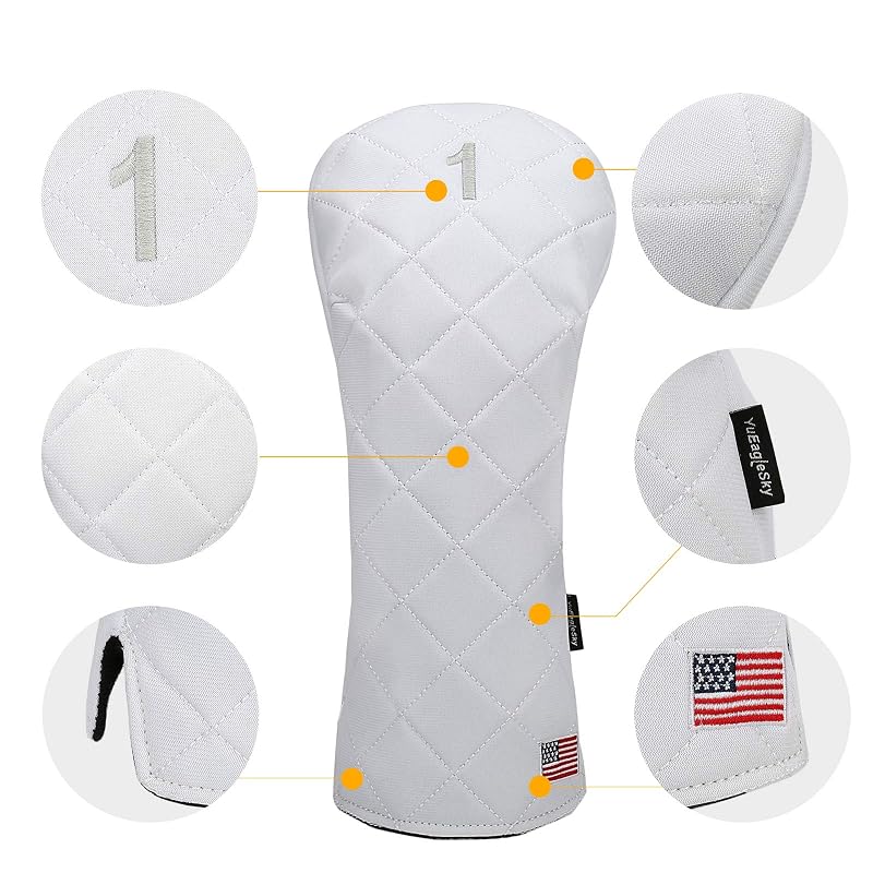 USA Flag Golf Headcovers Driver Fairway #3 #5 Hybrid - White