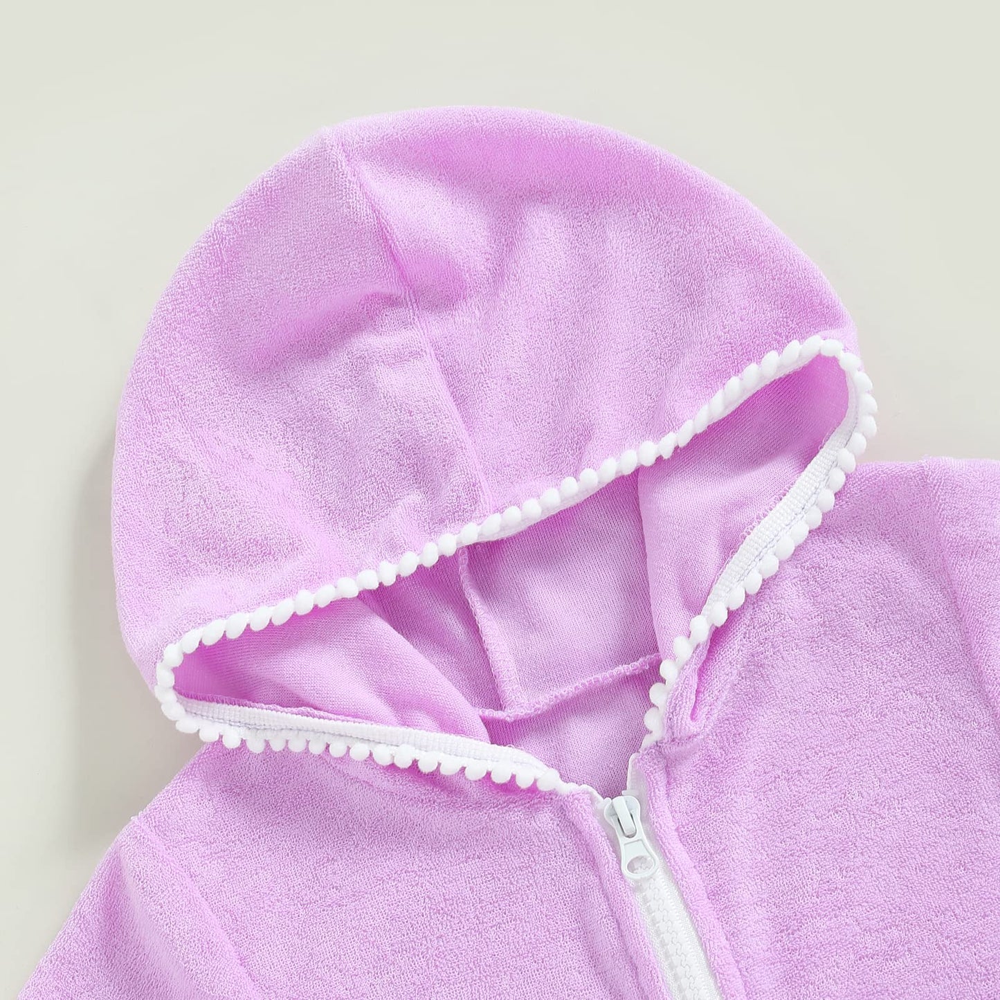 Kids Toddler Little Girl Swim Cover Up Towel Terry Swimsuit Wraps Zip Up Bathing Suit Robe Pool Beach Coverup (Purple, 6-7 Years)