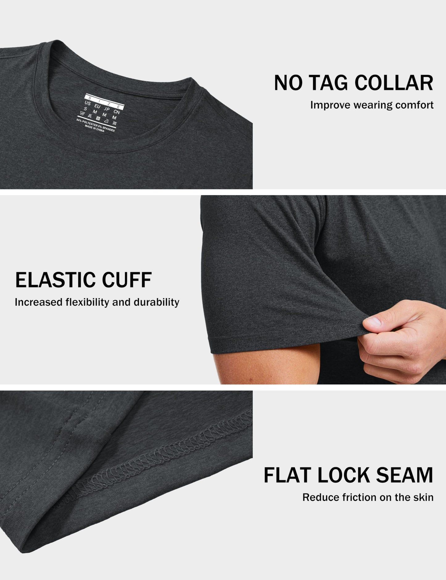 MAGCOSMEN Dry Fit Tshirts Shirts for Men Athletic Workout Tees Short Sleeve Moisture Wicking Cool Gym Running Hiking Tshirts Black, XL