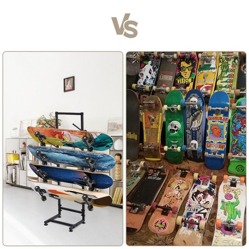 Skateboard Racks Floor Stand, 5-Tiers Freestanding Water Ski Rack Wakeboard Rack, Standing Skateboard Display Stand, Single Sided Floor Skateboard Organizer Rack