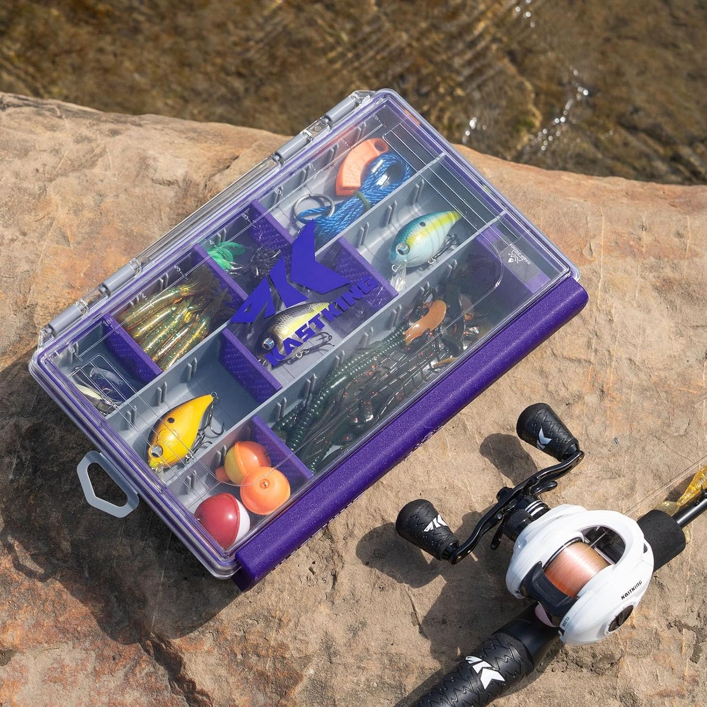 KastKing HyperSeal Waterproof Tackle Box — Royale Family Edition, Waterproof 3600 and 3700 Tackle Trays, Fishing Tackle Box Organizer with Removable Dividers