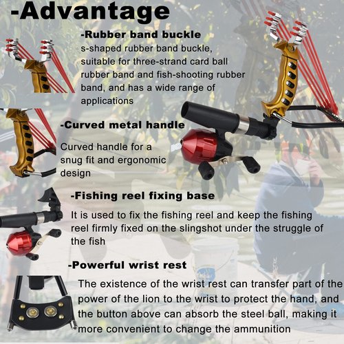 JTXCDFHMJ Slingshot,Wrist Support Rocket Fishing and Hunting,Dual Purpose Slingshot for Hunting Hand (Gold Right)