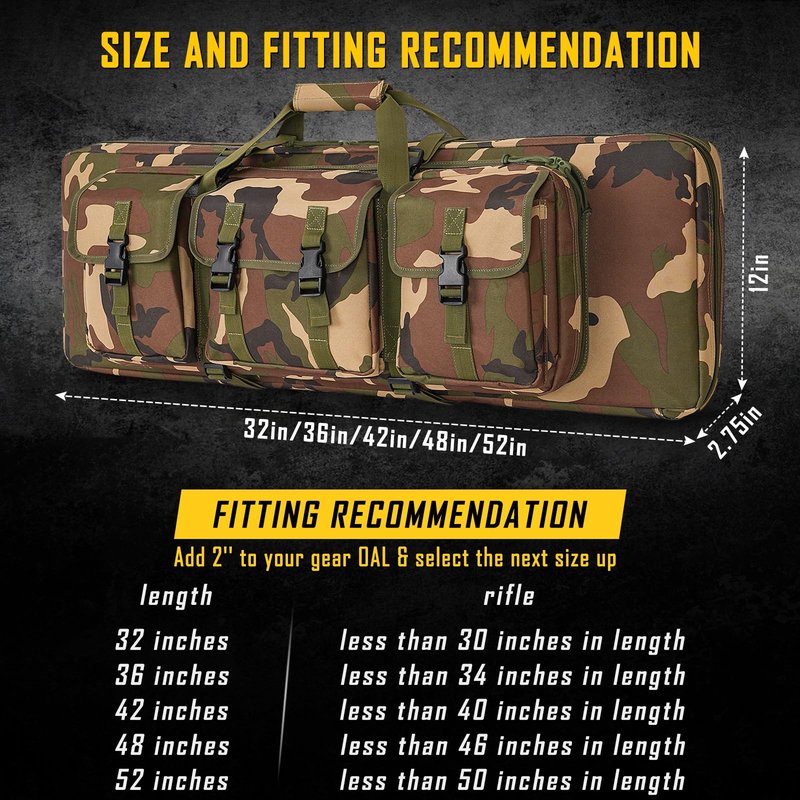 DULCE DOM 42 inch Double Case Soft Bag Gun Case, Perfect for Pistol Storage and Transportation, All Around Shooting Range Rifle Backpack, Indoor Outdoor