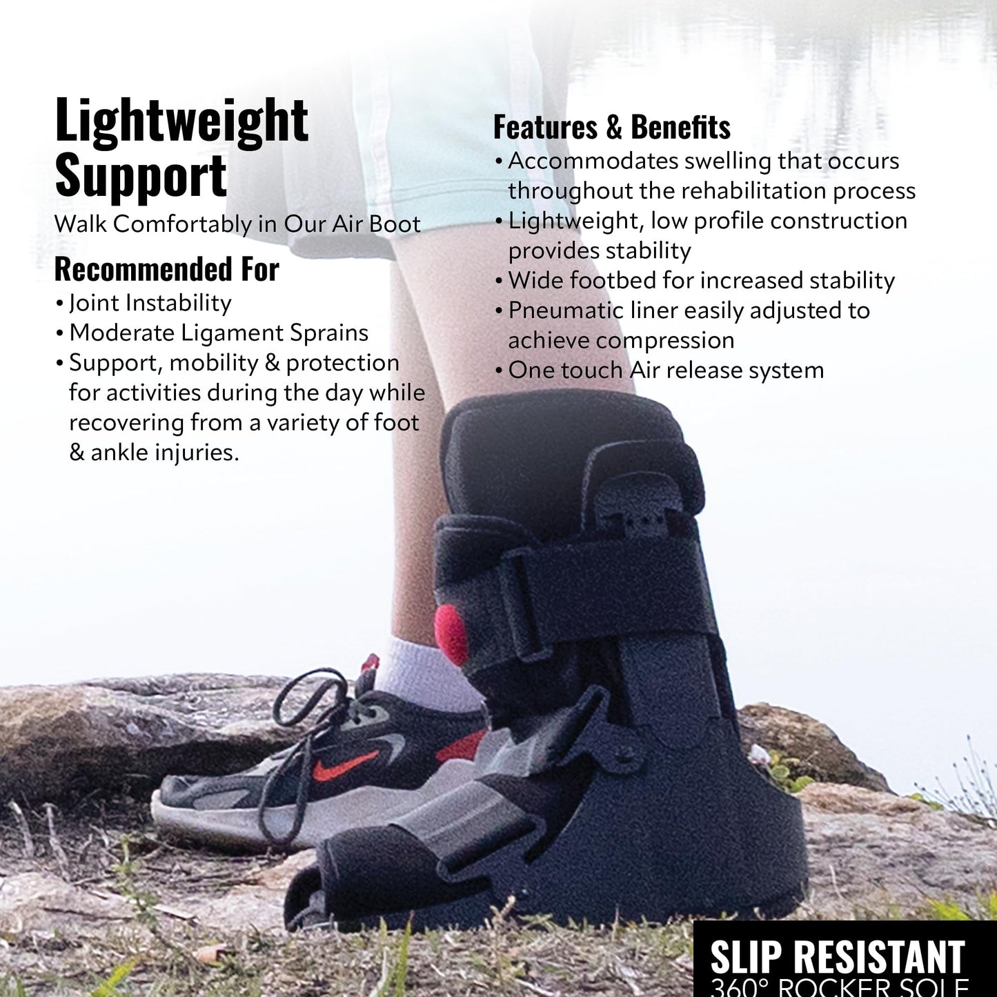 Braceapedia Youth Rapid Recover Short Walking Boot, Kids Fracture Boot, Kids Medical Grade Foot & Ankle Support Brace for Fractures, Adjustable Air Pump, Sprain & Injury Recovery, Black (X-Small)