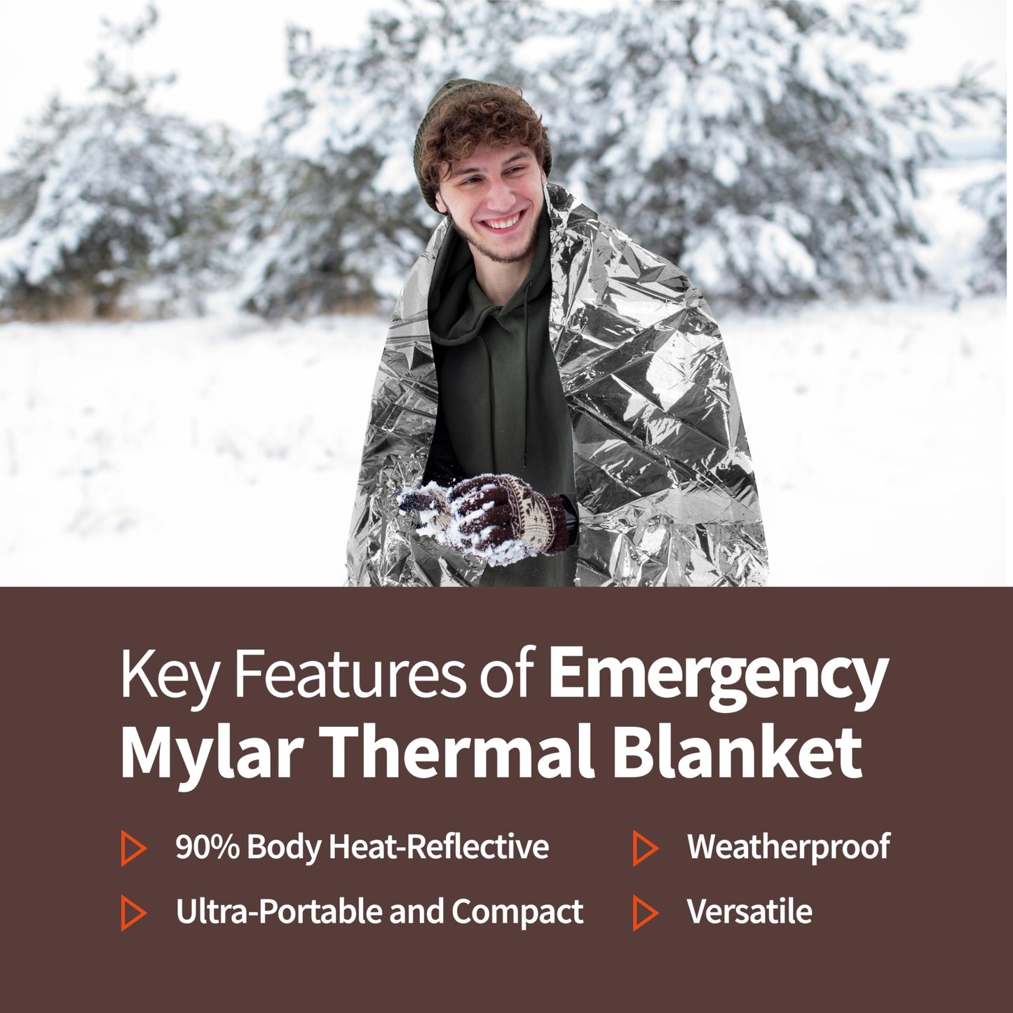 TOAXUUL Emergency Blanket 4 Pack, Reflective Thermal Blanket, Space Mylar Blankets Survival Gear,82" X 52"