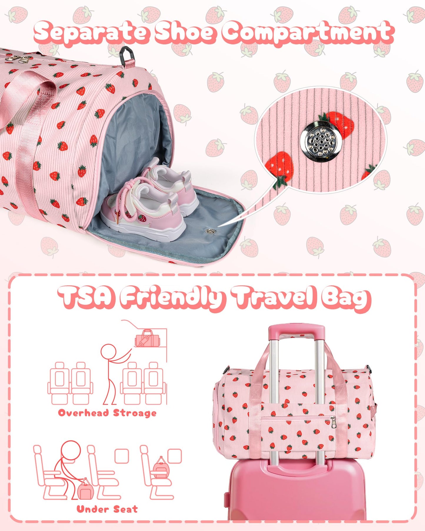 Vogewood 3 4 5 6 7 8 9 10 Year Old Girl Gifts, Girls Gym Bag, Kids Personalized Weekend Duffel Bags with Shoe Compartment, Initial Travel Tote with Makeup Bag, Cute Stuff for Teens (Letter B)