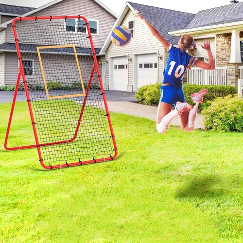 Volleyball Rebounder Net, 7x4 FT Professional Volleyball Net Outdoor, Bounce Back Net with Adjustable Rebound Angles, Volleyball Training Equipment, Ball Practice Net-Great Gift for Graduation