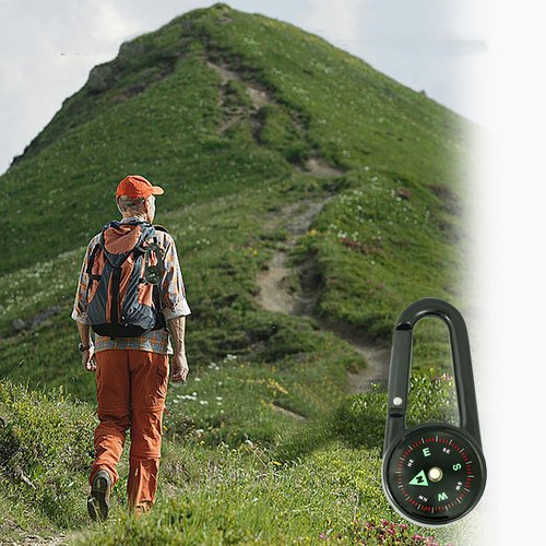 Pocket Compass, Hiking Compass with Hook for Survival – Waterproof Durable