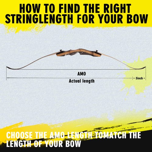 LWANO D97 Flemish Twist Bow String - Handmade Fast Flight Bow String Replacement Bowstring for Traditional Longbow Recurve Bow (Black+Brown, AMO 62"(Actual Length 59"))