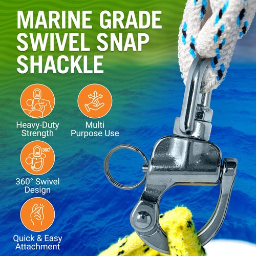 Better Boat Stainless Steel Quick Release Snap Shackles, 2-Pack, 3.5", 316 Marine Grade, Swivel Shackle for Sailing Rigging, SCBA Mask Clips, Spinnaker Halyard, and Sailboat Hardware