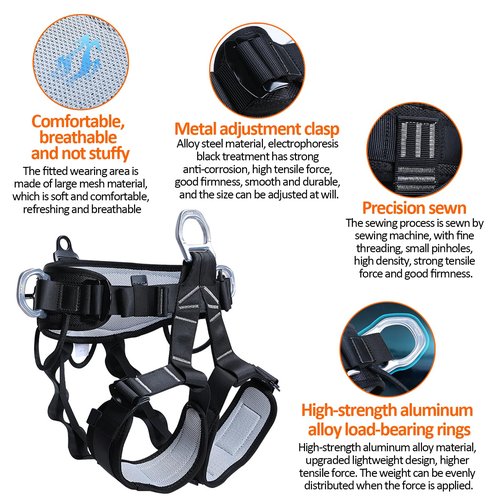 Tree Climbing Gear，Tree Climbing Spikes, Tree Climbing Gear with Adjustable Climbing Straps and Steel Core Flip Line, Rock Climbing Kit with Triple Lock Lanyard Adjuster