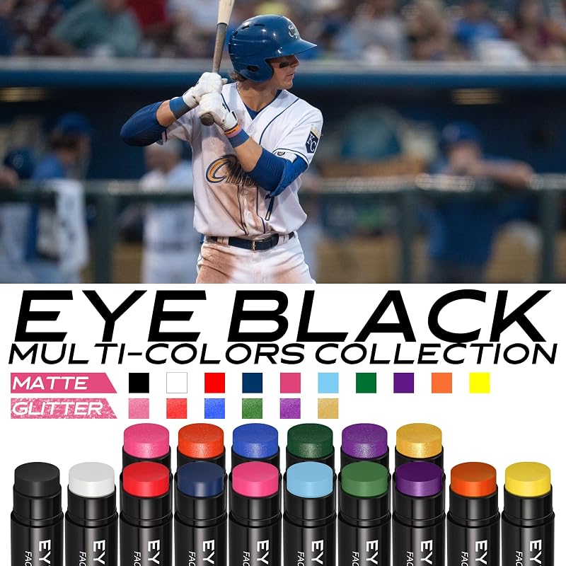 Eye Black Stick 12 Pack - Anti-Glare Waterproof Eyeblack for Baseball Football Softball