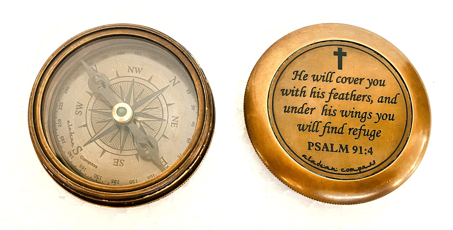 Religious Gifts - Engraved God Compass Inspirational Christian Gifts for Men Catholic, Communion Baptism Gifts Boys Girls Kids, Graduation Gift, Sentimental Gifts Woman (Holy Cross God's Blessings)