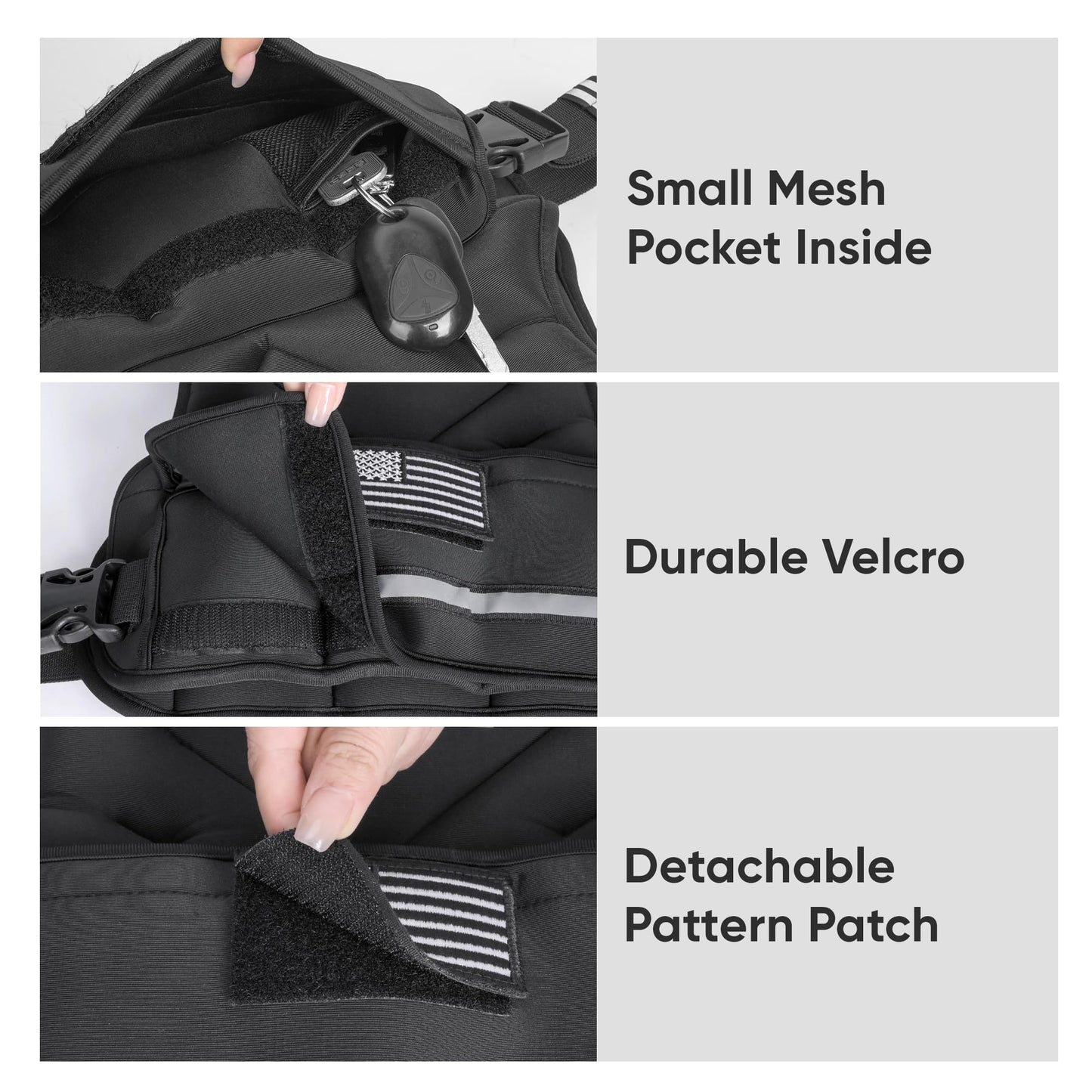 APEXUP Adjustable Weighted Vest, 4-10lb/12-18lb/20-32lb Vest with 6 Ironsand Weights and Large Pocket, Weight Vest for Men Women Strength Training, Running, Walking