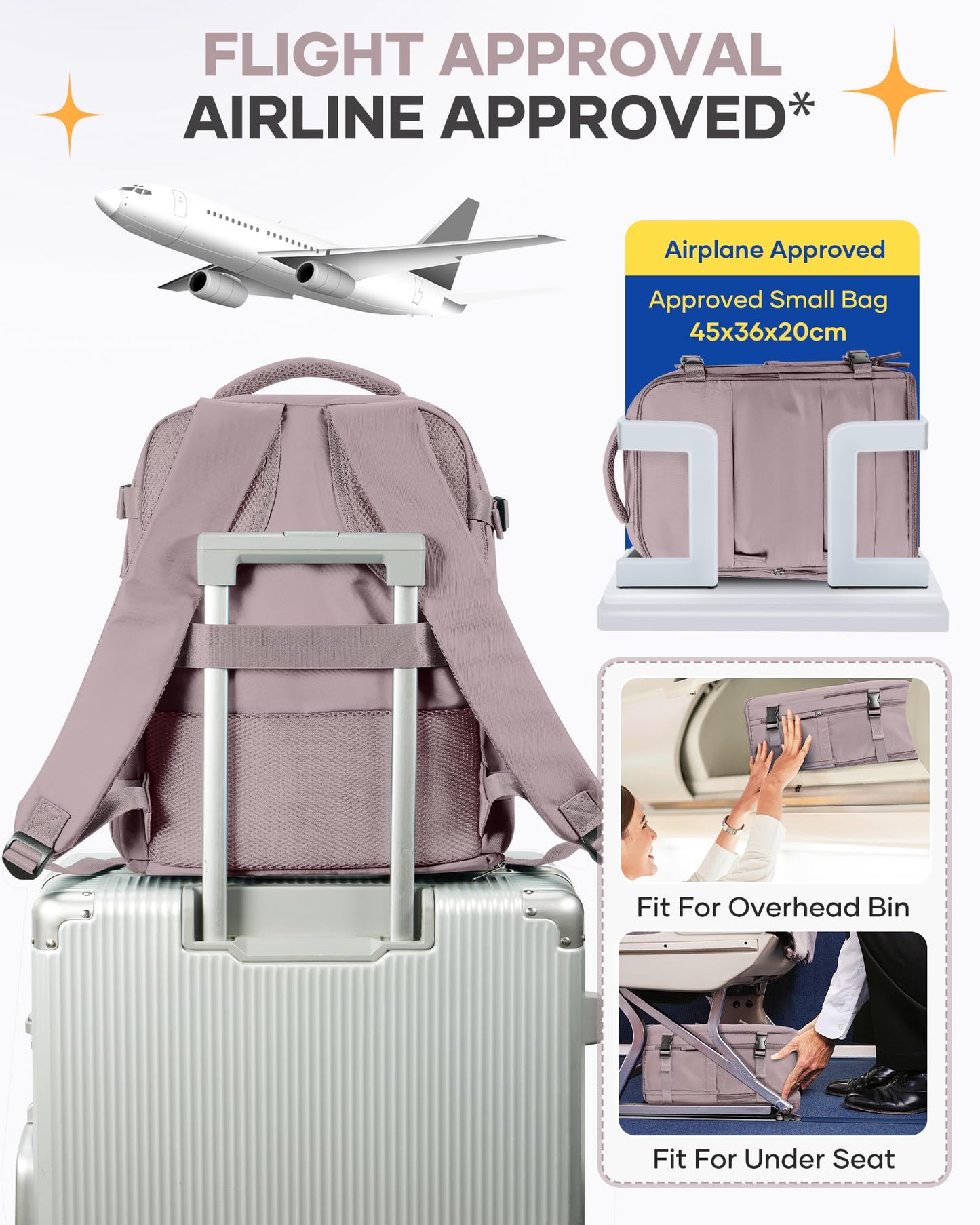 Travel Backpack Carry On Flight Aapproved Personal Item Travel Bag Mochila De Viaje Travel Backpack For Men Spirit Airlines Personal Item Bag 18x14x8 Carry On Backpack For Airplanes Lotus Root Pink