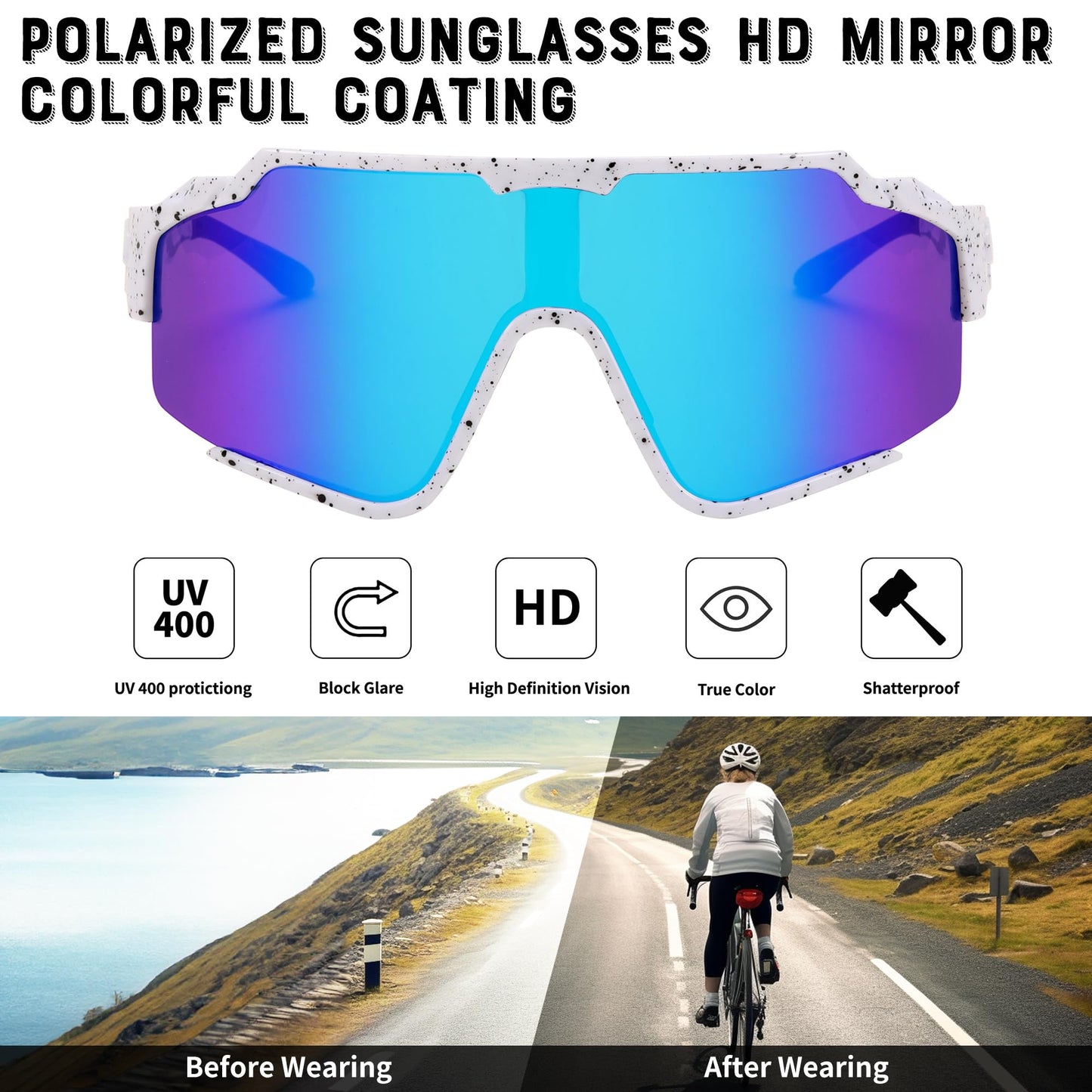 FEISEDY Polarized Sports Sunglasses for Men Women, Baseball Cycling Fishing Sunglasses UV400 Protection B0134