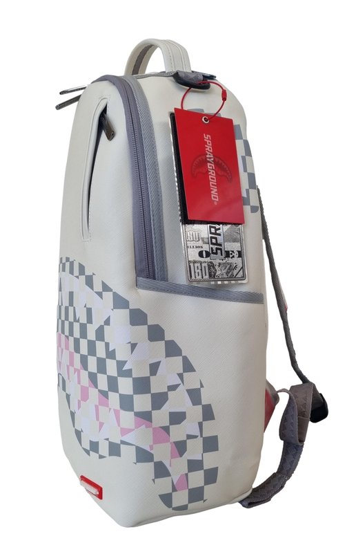 SPRAYGROUND Limited Edition 910B7420NSZ Cream Check Shark Central Savage Backpack, cream, M