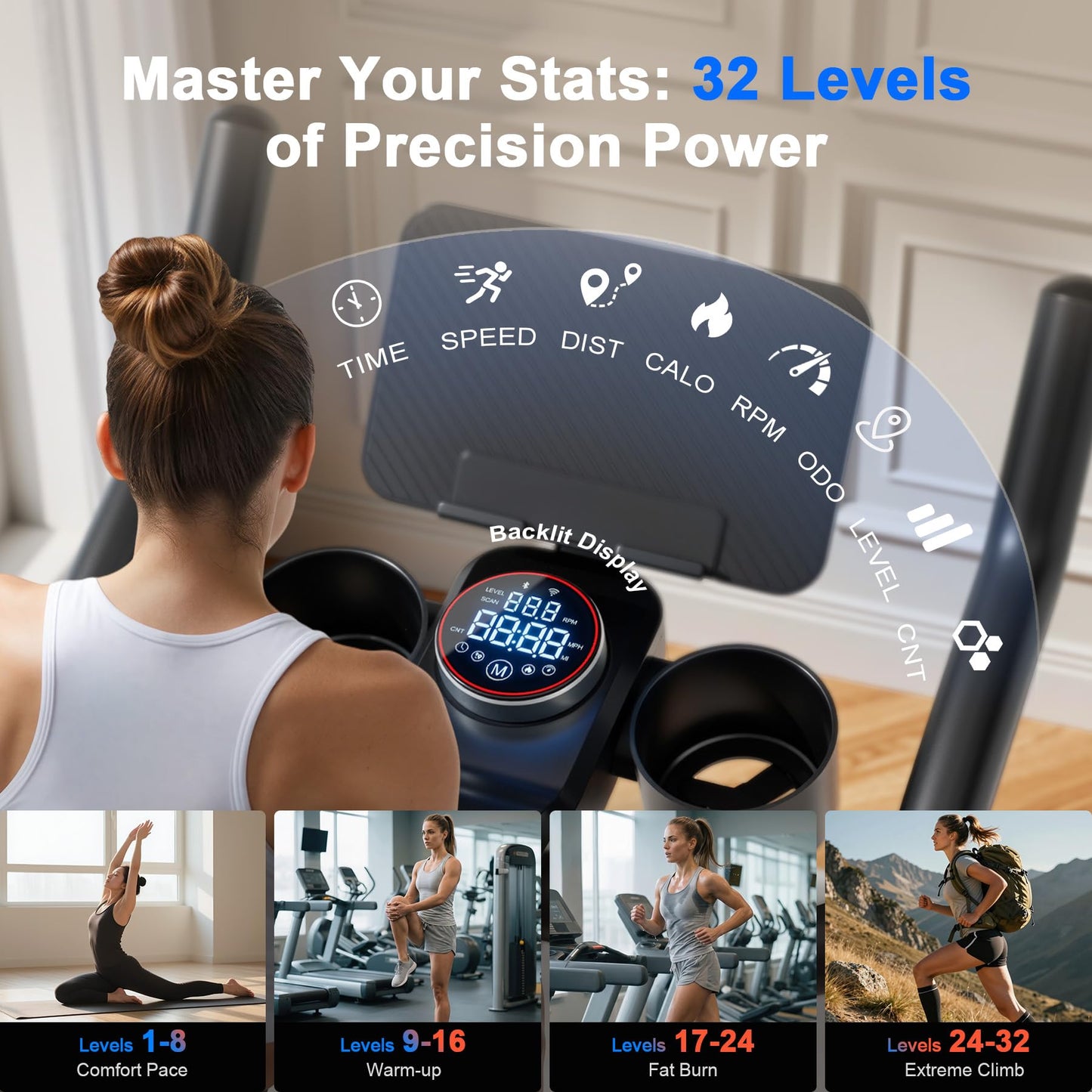 Lacuffy Exercise Bike, Indoor Cycling Bike with 32 Levels of Adjustable Magnetic Stationary Bike, Cycle Bike with 300lbs Weight Capacity, Workout Bike with PitPat App & Comfortable Seat Cushion