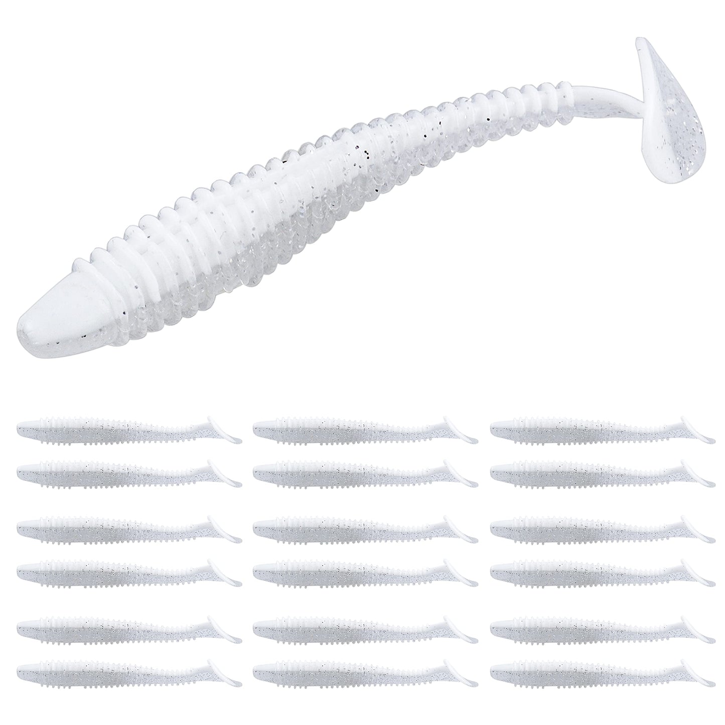 RUNCL Swimbaits Paddle 10/20/30/40PCS, 5/4/3/2 Inchs Paddle Tail, Soft Lure for Trout Crappie Bass, Durable Plastic Bait Swimmer for Saltwater/Freshwater, Fishing Lover's Gift