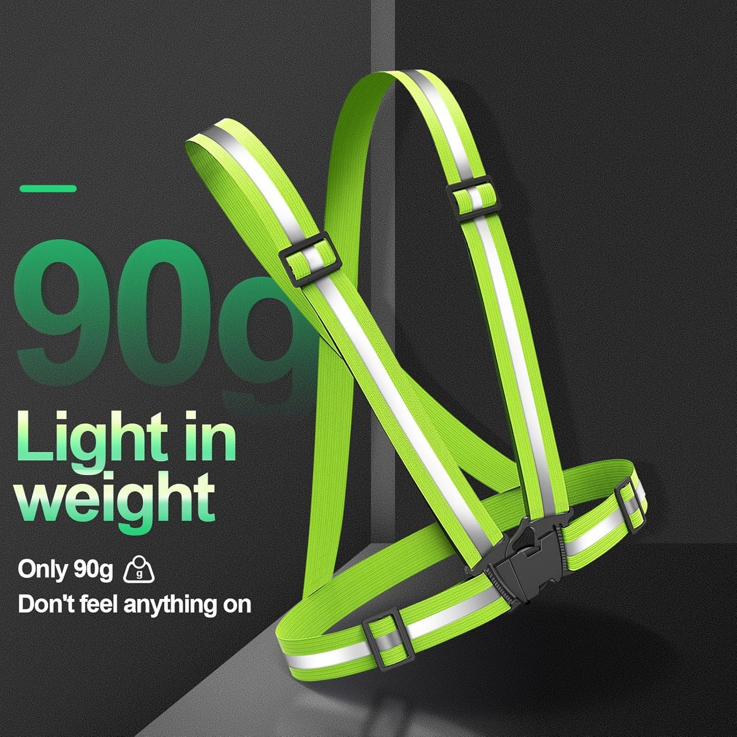 2 Packs Reflective Vest Running Gear, High Visibility Reflective Running Gear Adjustable Elastic Safety Vest for Night Jogging, Biking, Walking or Dog Walking, Running Vest for Men Women Children