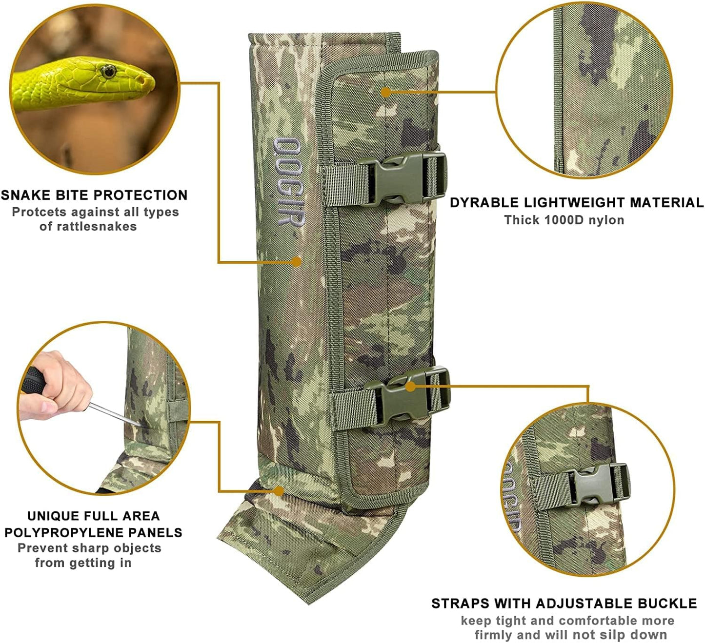 IceBlade Snake Gaiters, Waterproof Snake Bite Protection for Lower Legs, Adjustable Snake Guards, Durable Snake Proof Legging