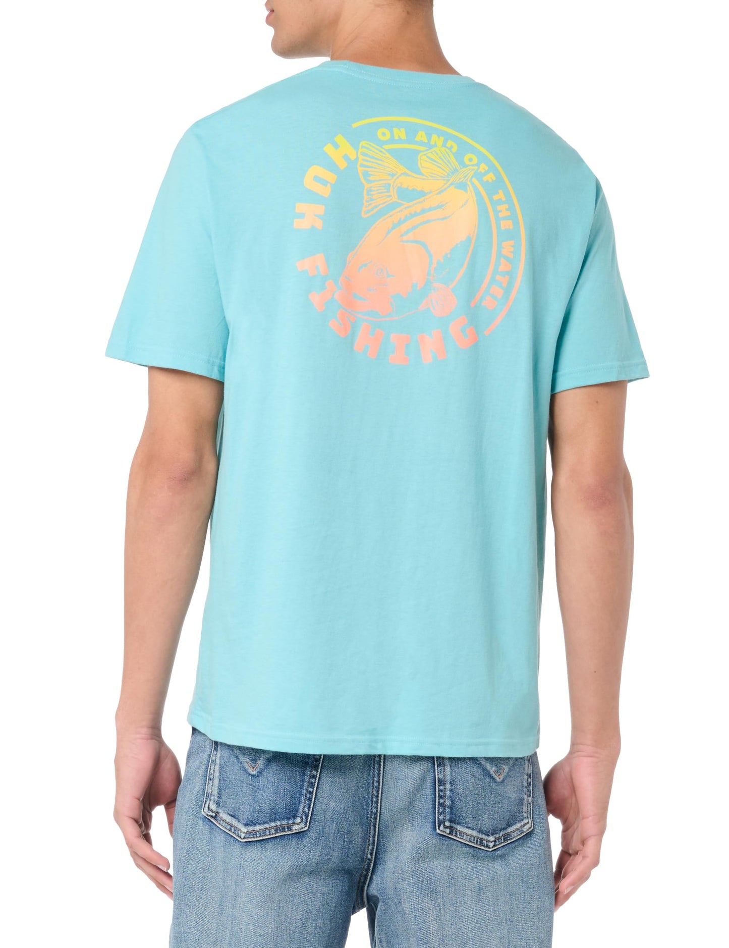 HUK Mens Fishing Graphic Tee, Performance Short Sleeve, Quick-Dry, Electric Bass - Marine Blue, XXX-Large