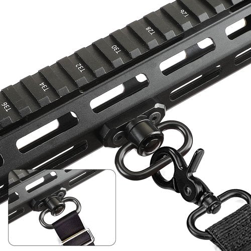 REERON 2 Point Sling & Mloc Sling Mount - Adjustable Extra Long Two Point Traditional Rifle Sling with 2 Pack 1.25" QD Sling Swivels Mounts for M Lock Rail System (2 Pack Mloc Sling Mounts)