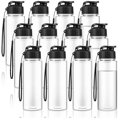 Olgaa 12 Pack Water Bottles Bulk 17 oz End of the Year Gifts for Students Kids from Teacher Reusable Leak Portable Plastic Sports Summer Drink Water Bottles with Handle Strap for Cycling Camping