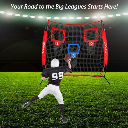 Zonlolo 6x6ft Football Training Net, Football Throwing Net with 3 Target Pockets, Portable QB Throwing Practice Equipment with Small Carry Bag,Most Suitable for Kids