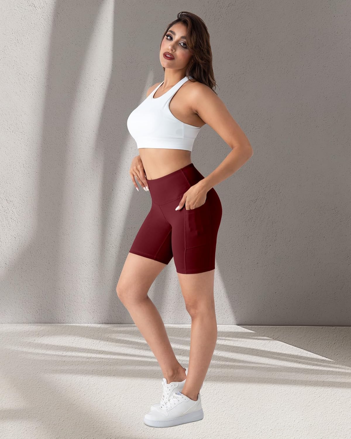 2 Packs Biker Shorts with Pockets for Women, Tummy Control High Waist Spandex Shorts 8" (2BlackDGrayLGray, XL)