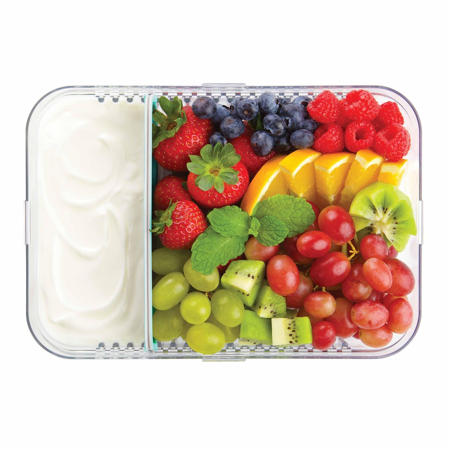 PackIt Mod Large Bento Food Storage Container, Mint, Shatterproof Crystal Clear Base, with Leak-resistant Dividers, Lid, Microwavable, Dishwasher Safe, Designed for Storing Large Meals and Leftovers