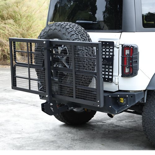 Hitch-Mounted Cargo Carrier - Rear Luggage Carrier, 750 Lbs Folding Hitch Mount Cargo Basket for 2" Receiver, Heavy-Duty Luggage Storage for SUV, RV, Truck, and Trailer