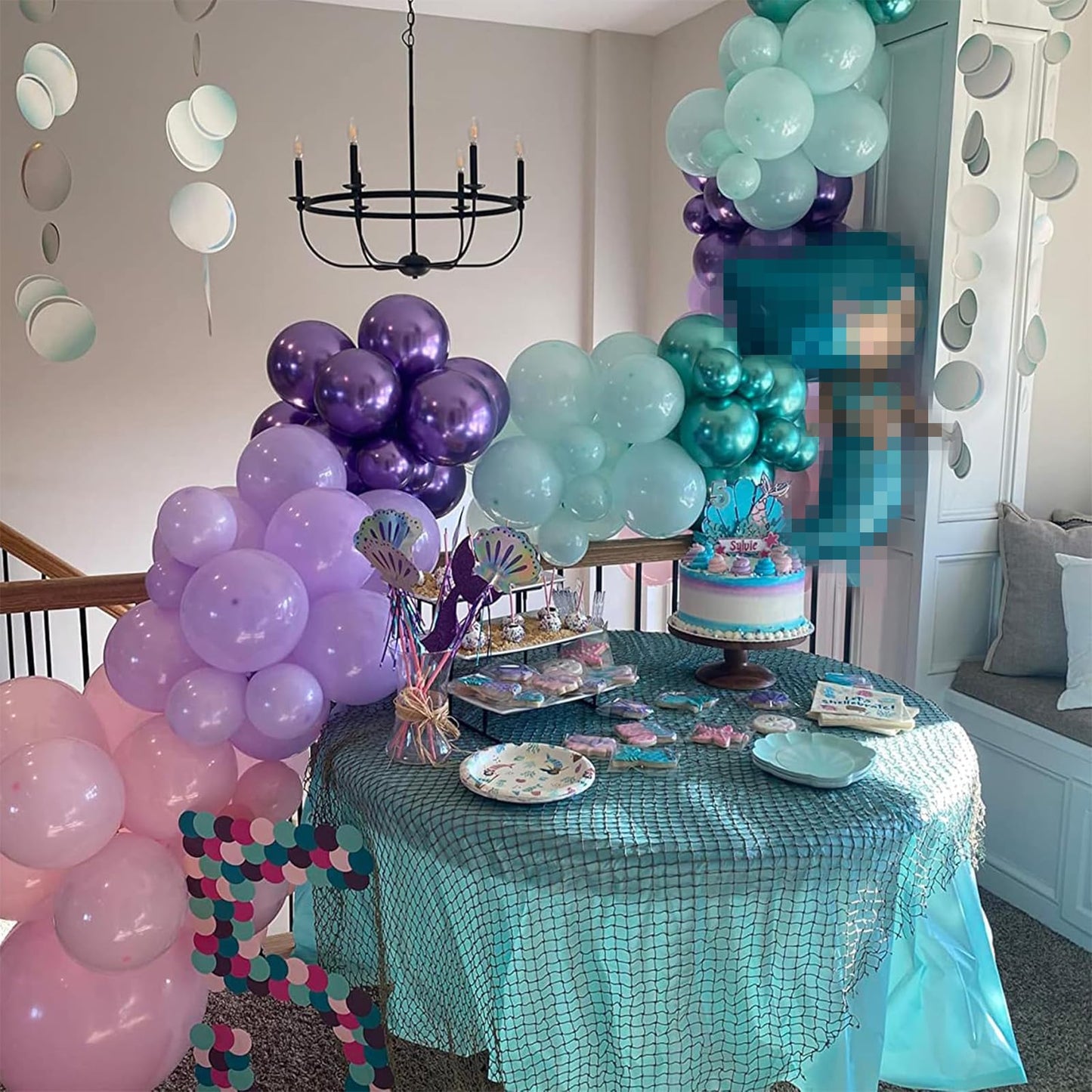 Mermaid Party Balloon Set, 60 Packs 12 Inches Metallic Purple Pink Green Blue Latex Balloons for Girls Mermaid Birthday Party Decoration, Baby Shower, Birthday, Under The Sea Party Decorations