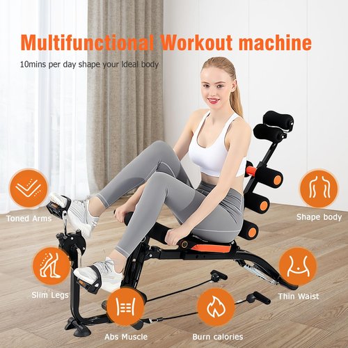 Abdominal Workout Bench – Adjustable Sit-Up Machine with Leg Lock & Dumbbell Holder – Home Gym Core Trainer for Abs, Crunches, Leg Raises – Foldable, Heavy-Duty Steel Frame – Max Weight 300LB