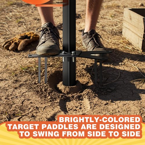 Viorawhite .22 Rimfire Dueling Tree Target Kit 4 Heavy Duty 6" x 3/8" Ar500 Steel Rotate Swing Paddles Shooting Targets Bracket with 20 High Visibility Bullseye Paper for Training Shooting Competition