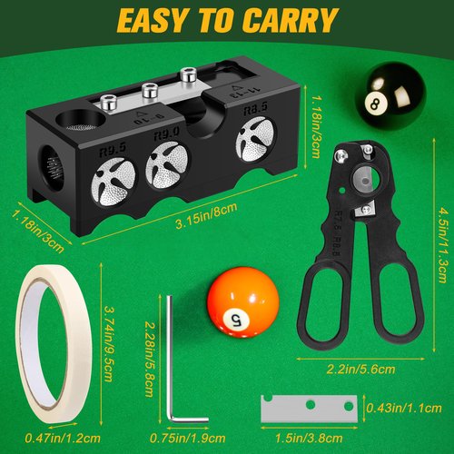 Solaradgy Billiards Pool cue Tips Replacement kit, Professional Pool Cue Tip Repair Kit, Portable Cue Stick Tool for Shaping and Replacing Tips, Complete Billiards Accessories
